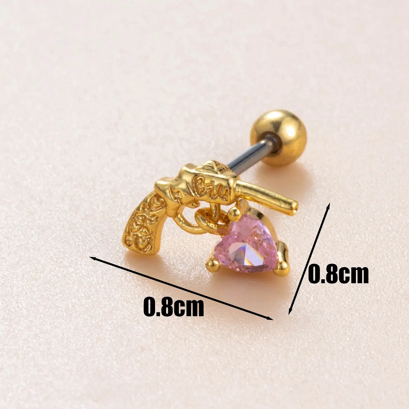 1 Piece Simple Series  Heart Copper  18K Gold Plated Zircon Women's Stud Earrings h5 